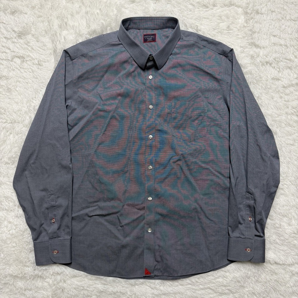 UNTUCKit Pio Cesare Shirt Mens 3XL Blue 100% Cotton Long Sleeve Button Up